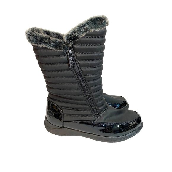 New Totes Everest Women's Size 6M Black Snow Boots Double Zippers Quilted Look - Picture 1 of 9